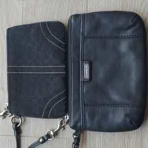 Vintage Coach Leather Canvas Mini Wristlets 2 Piece Set EUC
